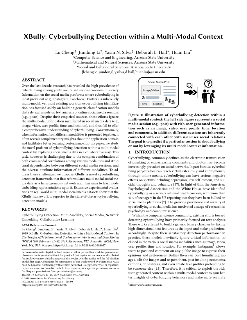Pdf Xbully Cyberbullying Detection Within A Multi Modal Context