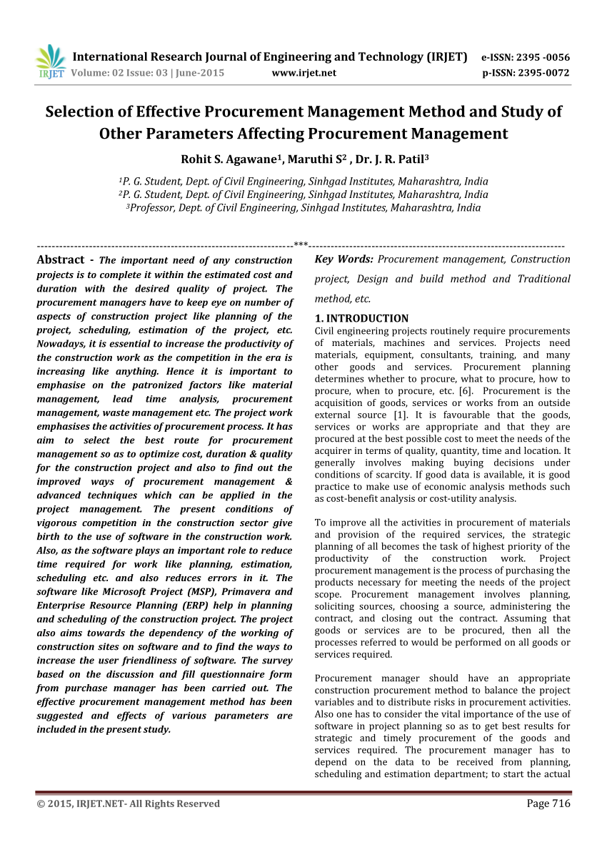 research paper on procurement management
