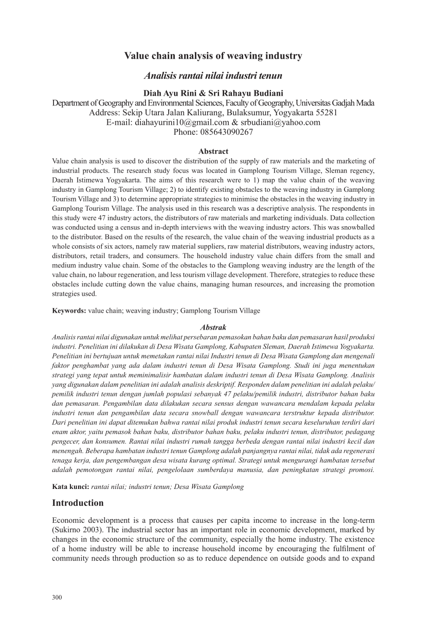 Pdf Value Chain Analysis Of Weaving Industry