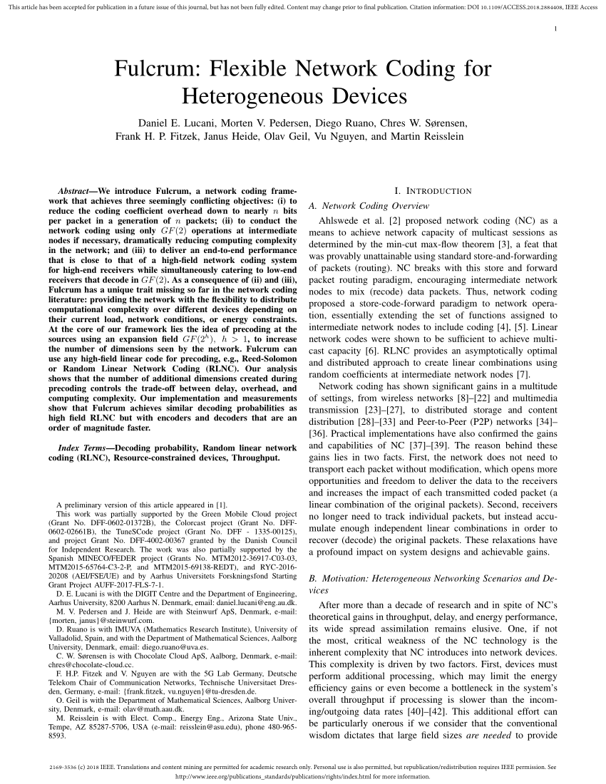 Pdf Fulcrum Flexible Network Coding For Heterogeneous Devices