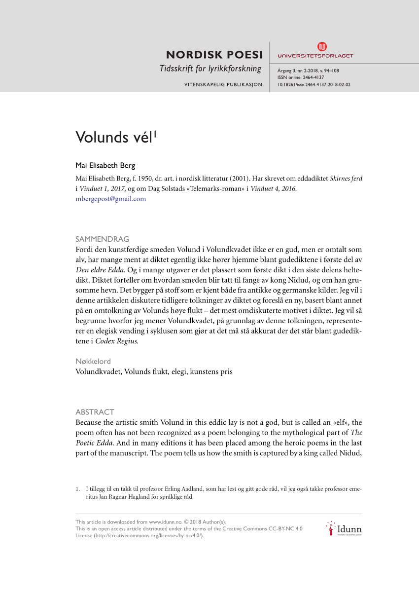 Pdf Volunds Vel