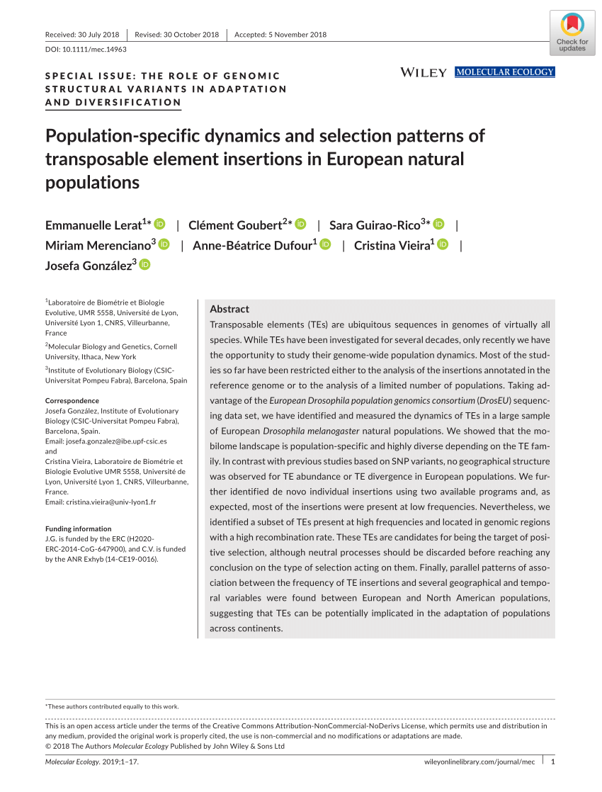PDF] The population dynamics of transposable elements