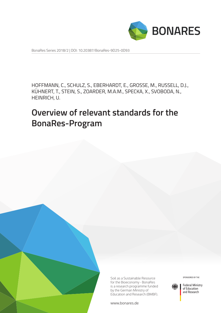 Pdf Overview Of Relevant Standards For The Bonares Program 2018
