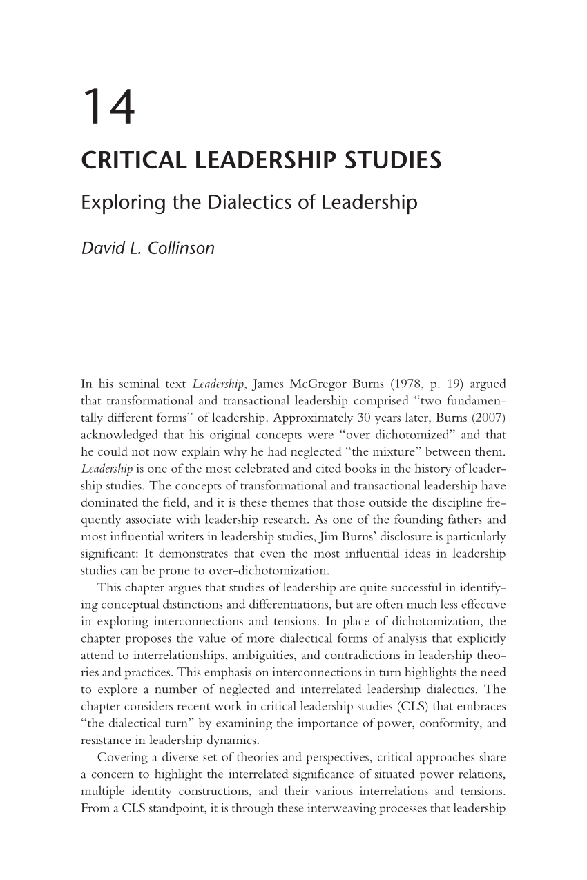 A Critical History of Leadership Studies Thinking Differently about Leadership 