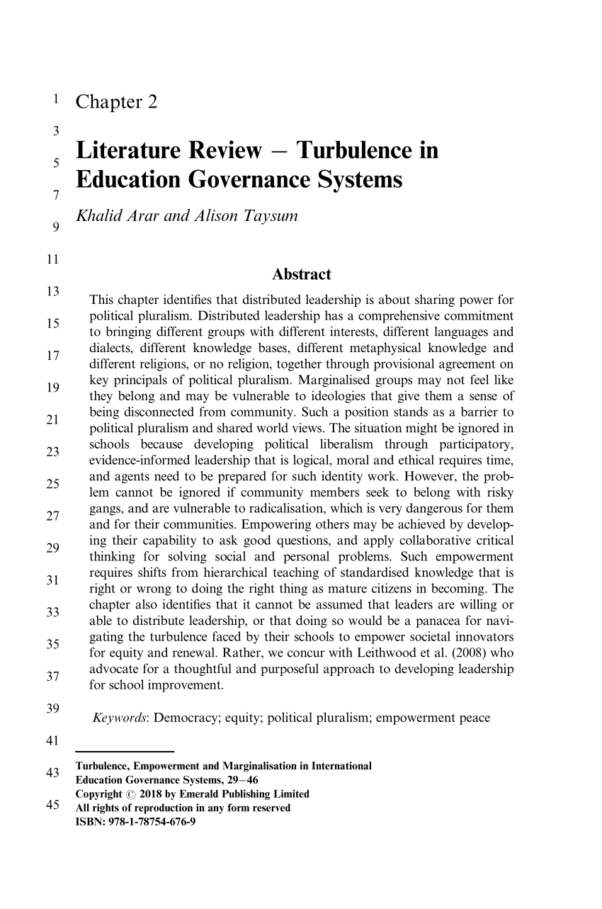 literature review on school governance