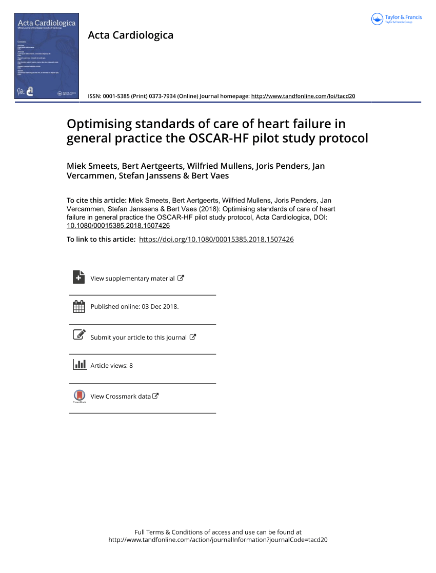 Pdf Optimising Standards Of Care Of Heart Failure In General Practice The Oscar Hf Pilot Study Protocol