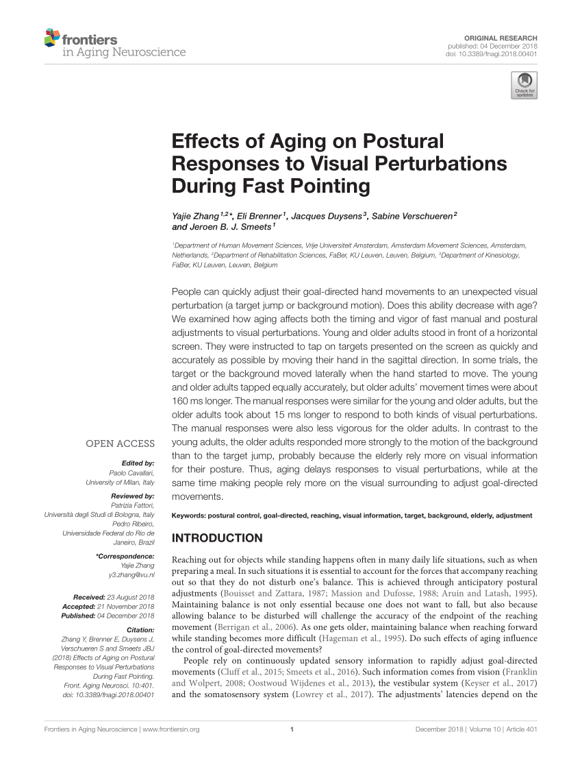 PDF) Effects of Aging on Postural Responses to Visual ...