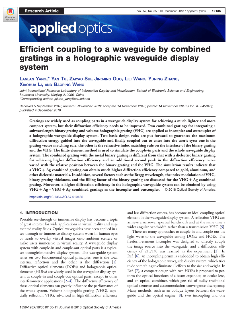 (PDF) Efficient coupling to a waveguide by combined gratings in a ...