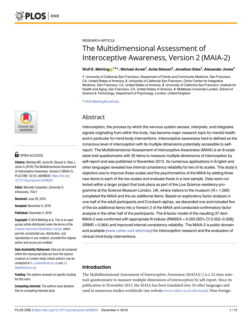 PDF) Methodological Articles Validação Portuguesa do Multidimensional  Assessment of Interoceptive Awareness (MAIA) Portuguese Validation of the  Multidimensional Assessment of Interoceptive Awareness (MAIA)