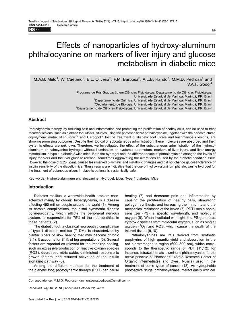 Pdf Effects Of Nanoparticles Of Hydroxy Aluminum Phthalocyanine