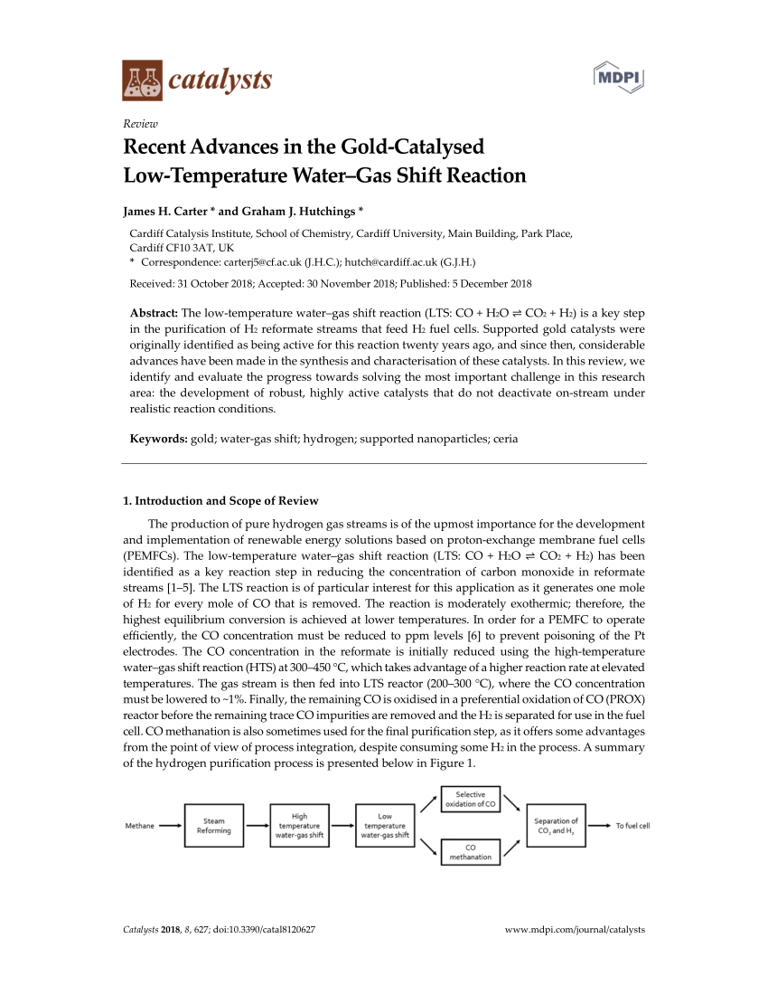 PDF) Recent Advances in the Gold-Catalysed Low-Temperature Water ...