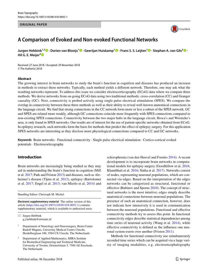 Pdf A Comparison Of Evoked And Non Evoked Functional Networks