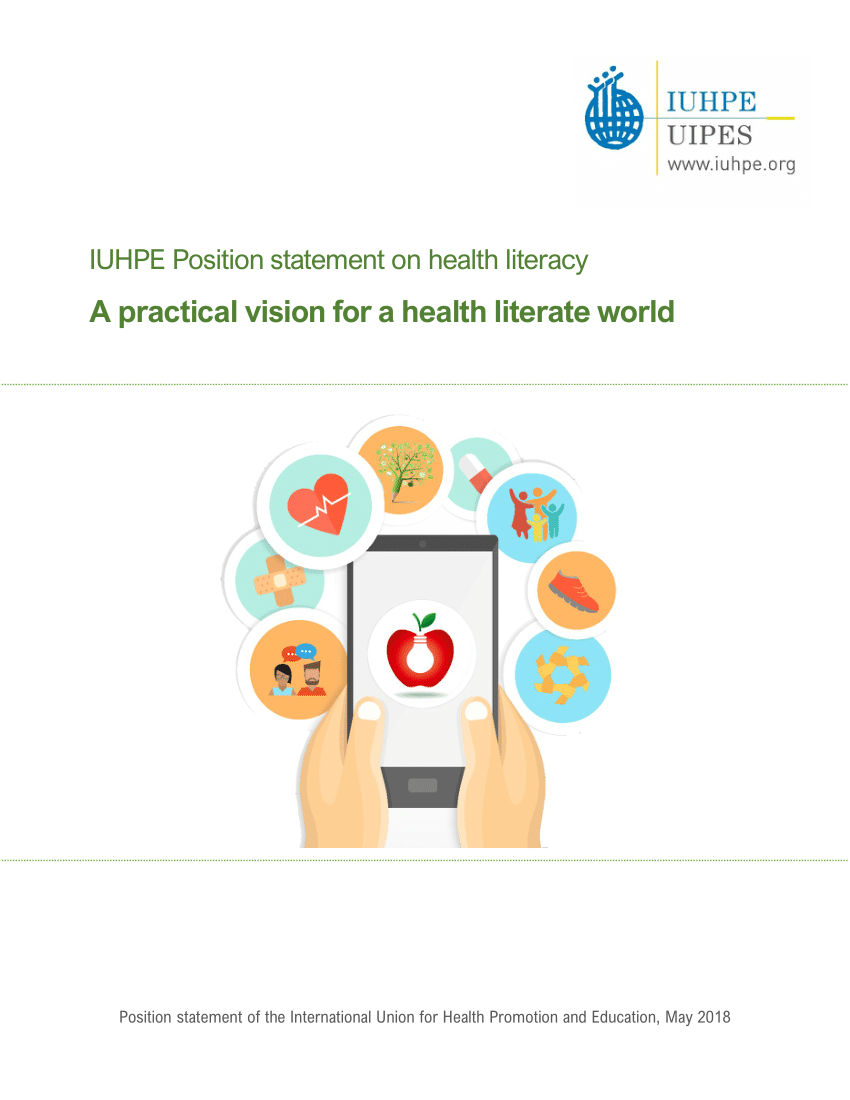 Pdf Iuhpe Position Statement On Health Literacy A Practical Vision For A Health Literate World