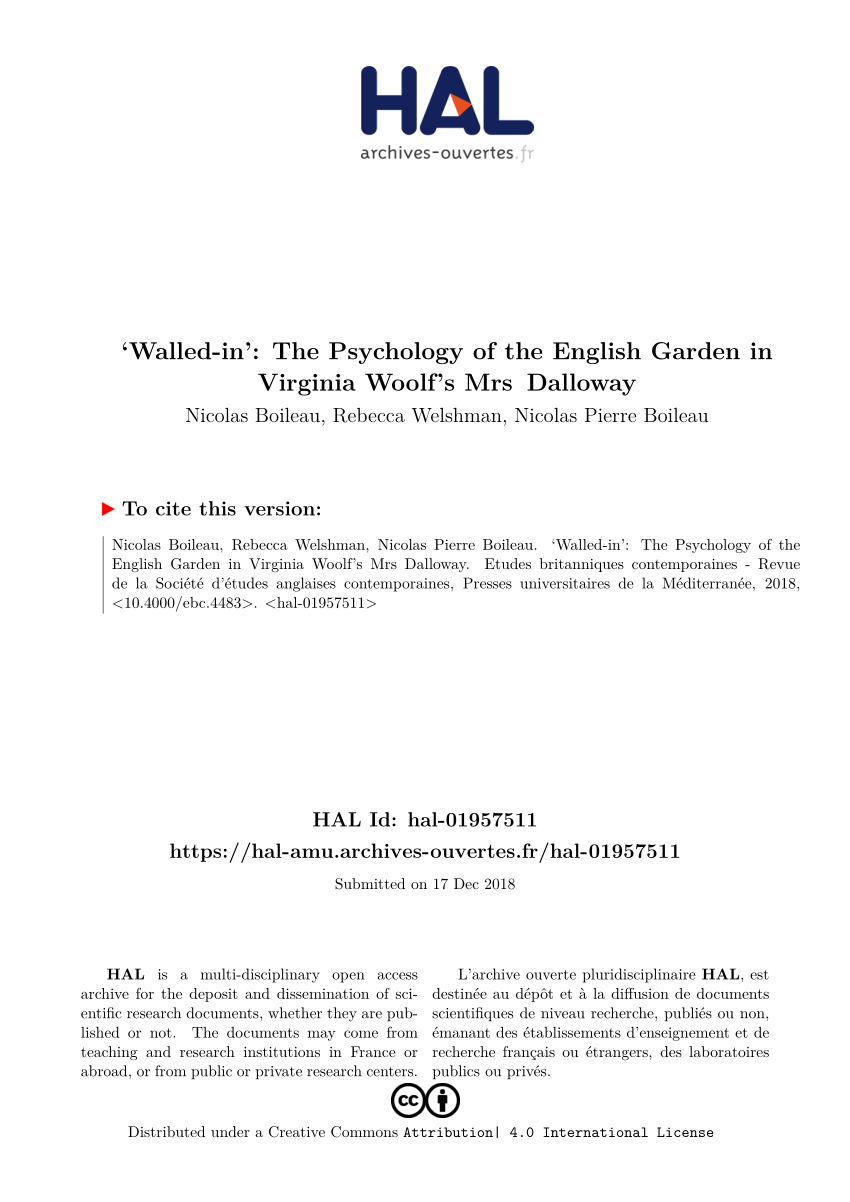 Pdf Walled In The Psychology Of The English Garden In Virginia Woolf S Mrs Dalloway