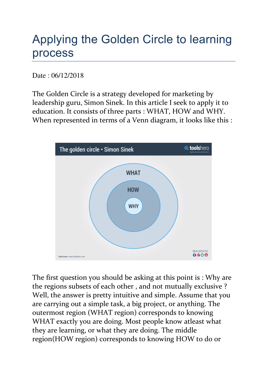 Pdf Applying Golden Circle To The Learning Process