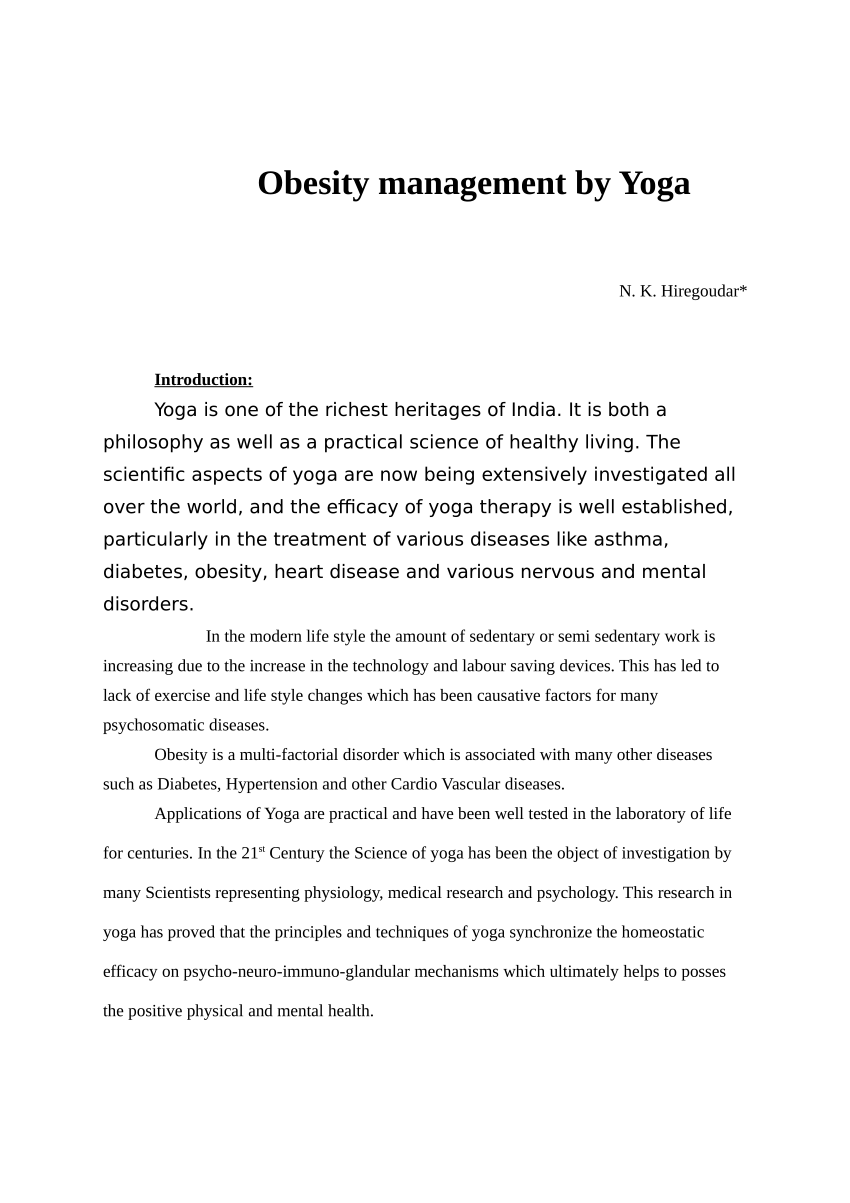 effect of yoga on obesity research paper