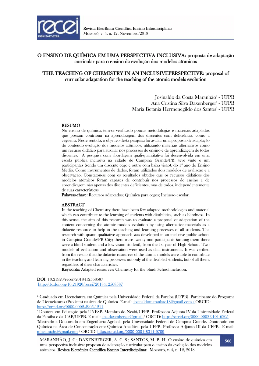 59° CBQ - TRILHA DO CONHECIMENTO E TDAH: ENSINO DE CIÊNCIAS/QUÍMICA NA  PERSPECTIVA INCLUSIVA