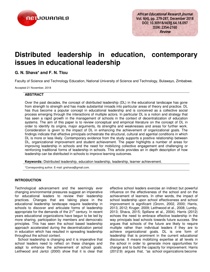 educational leadership research papers