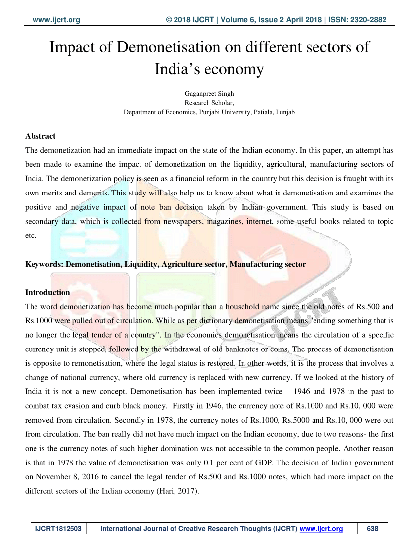 research paper on demonetisation in india
