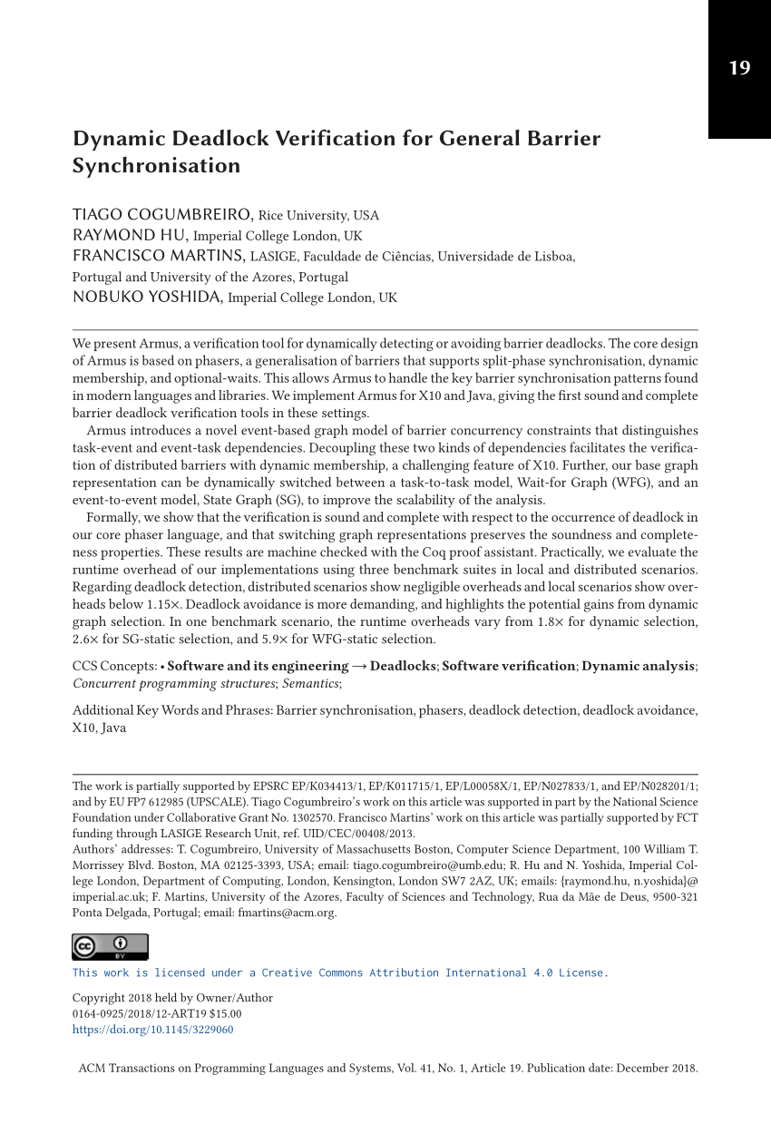 Pdf Dynamic Deadlock Verification For General Barrier Synchronisation