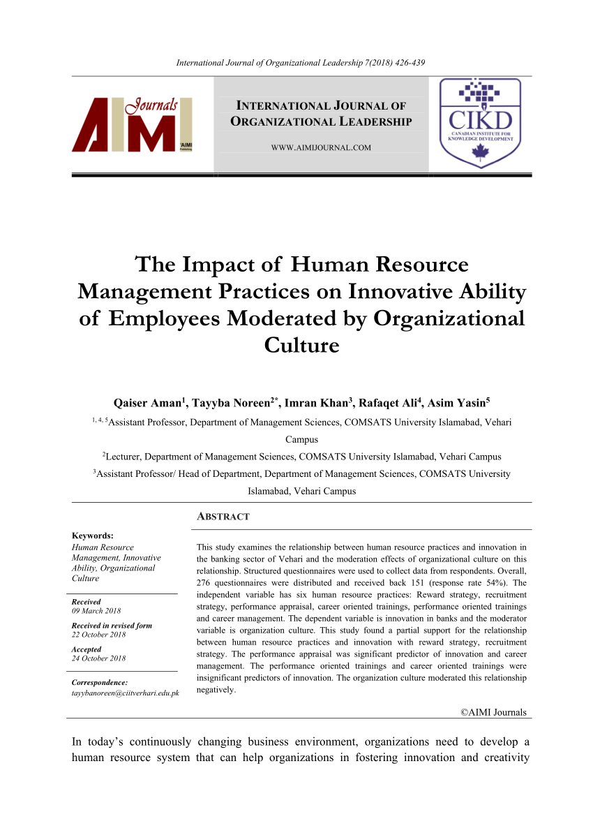 The Impact Of Organizational Culture On Hrm