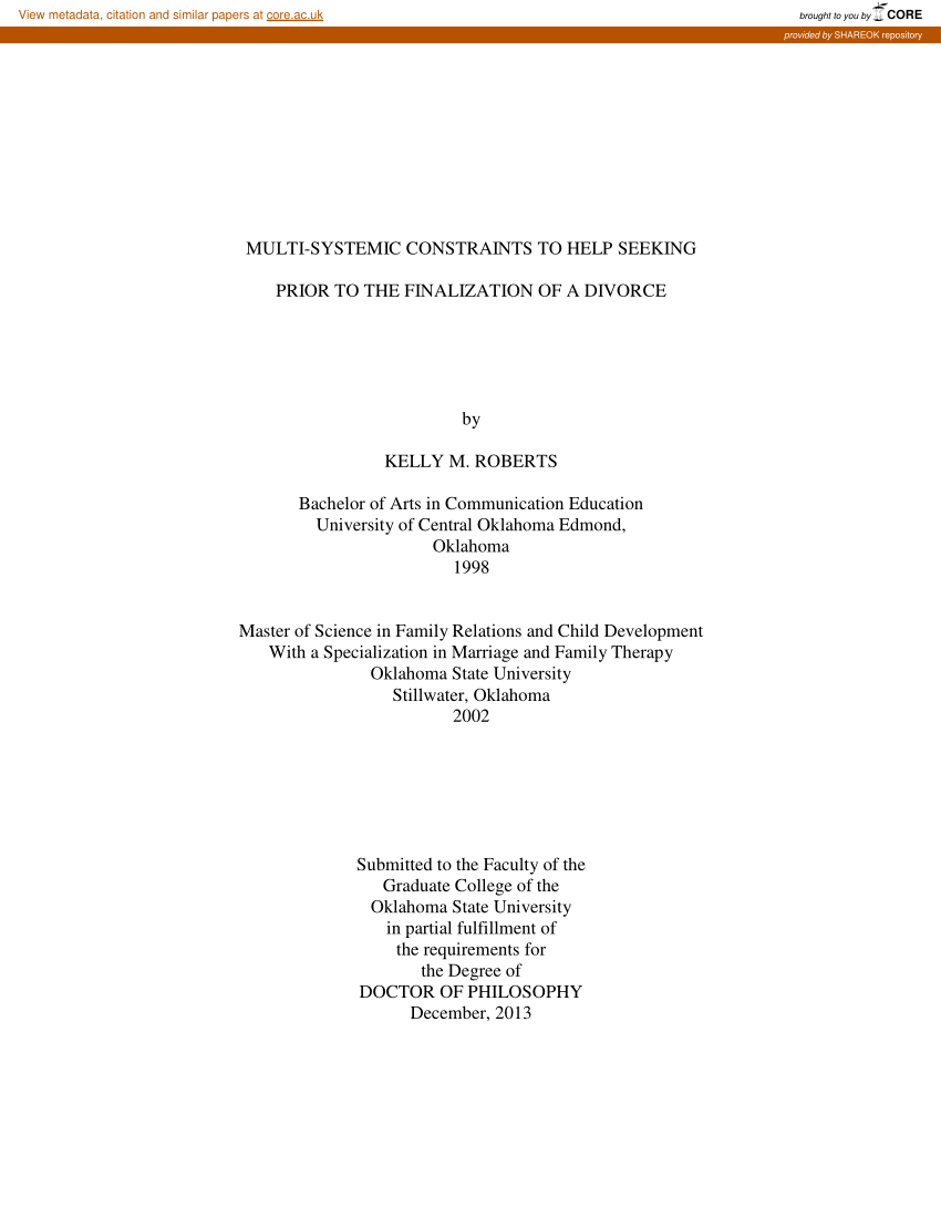 Pdf Multi Systemic Constraints To Help Seeking Prior To The Finalization Of A Divorce Doctoral Dissertation