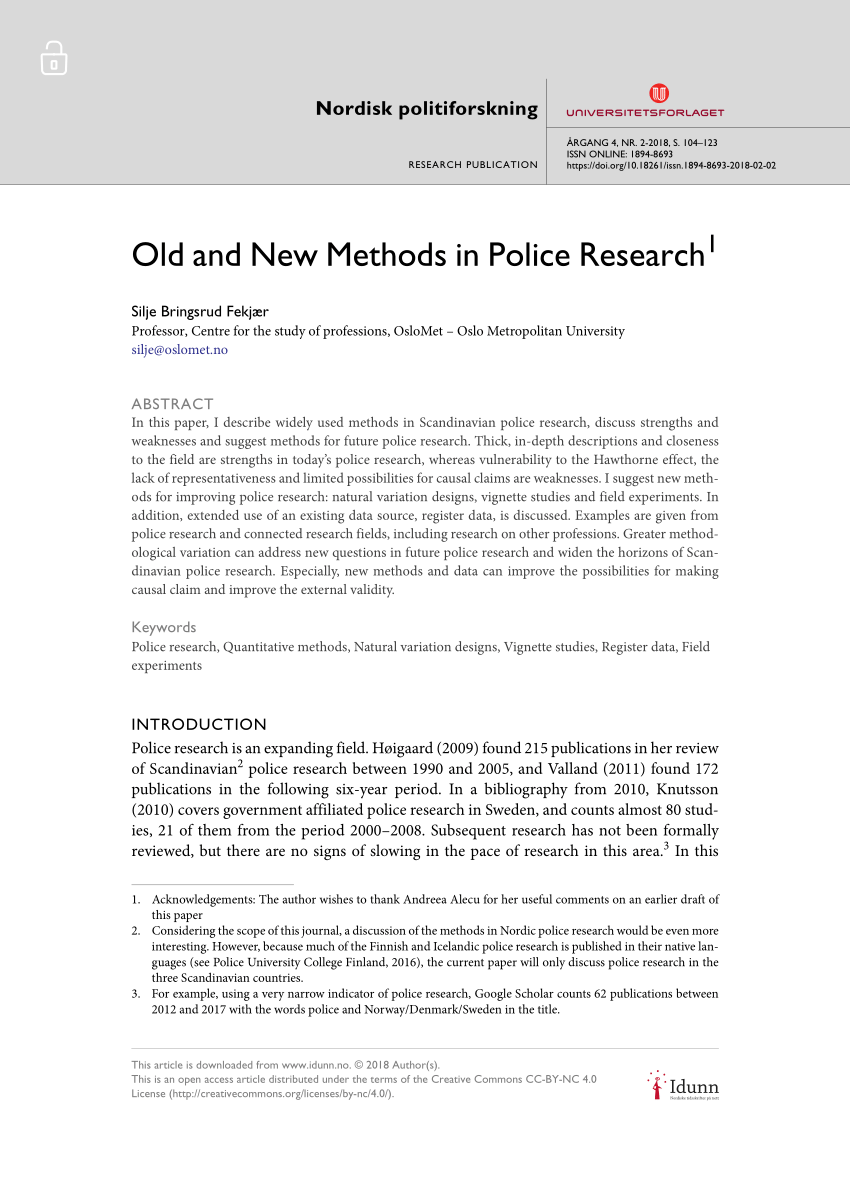 research paper on police department