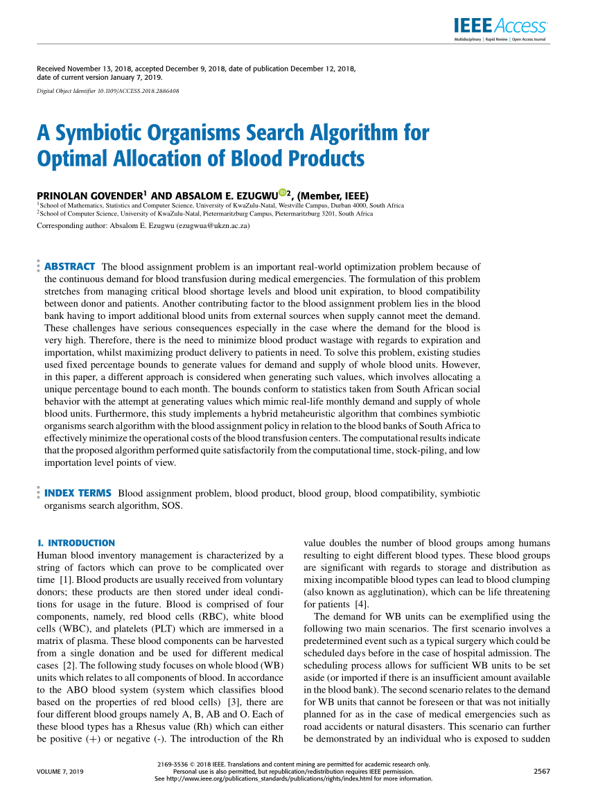 Pdf A Symbiotic Organisms Search Algorithm For Optimal Allocation