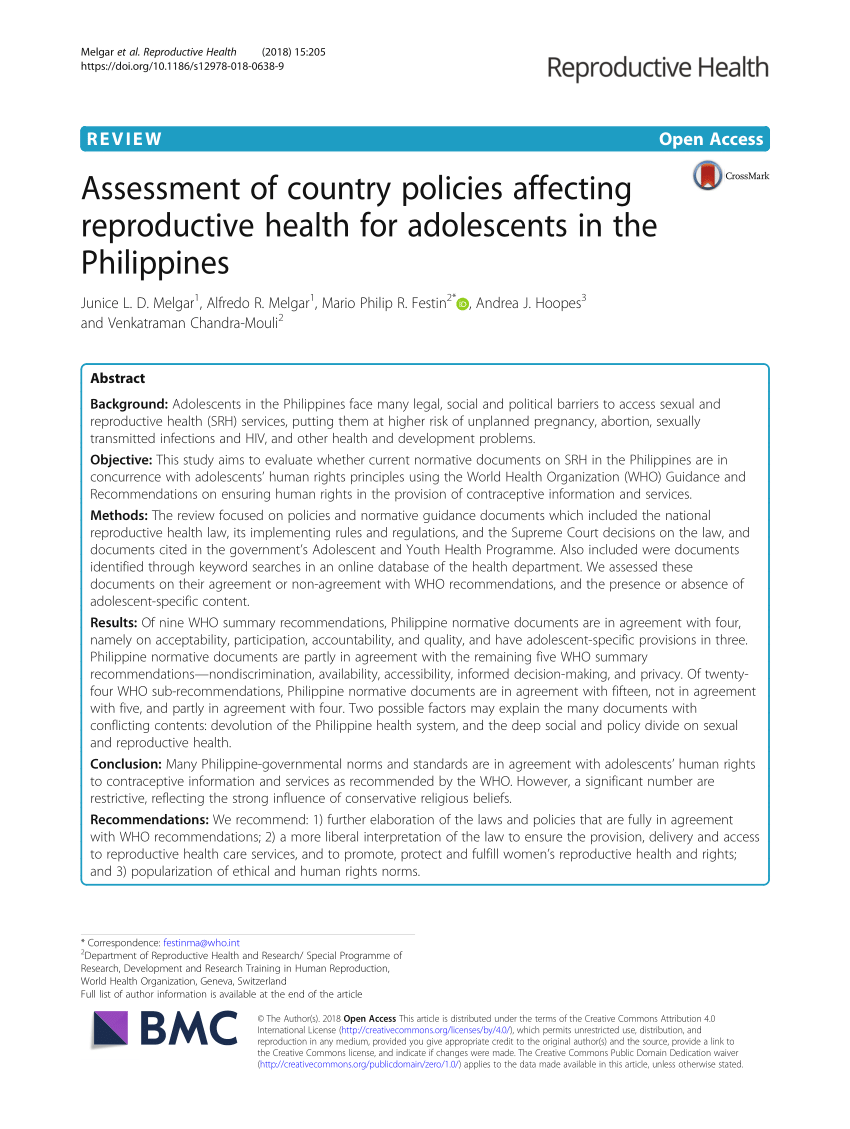 PDF Assessment of country policies affecting reproductive health