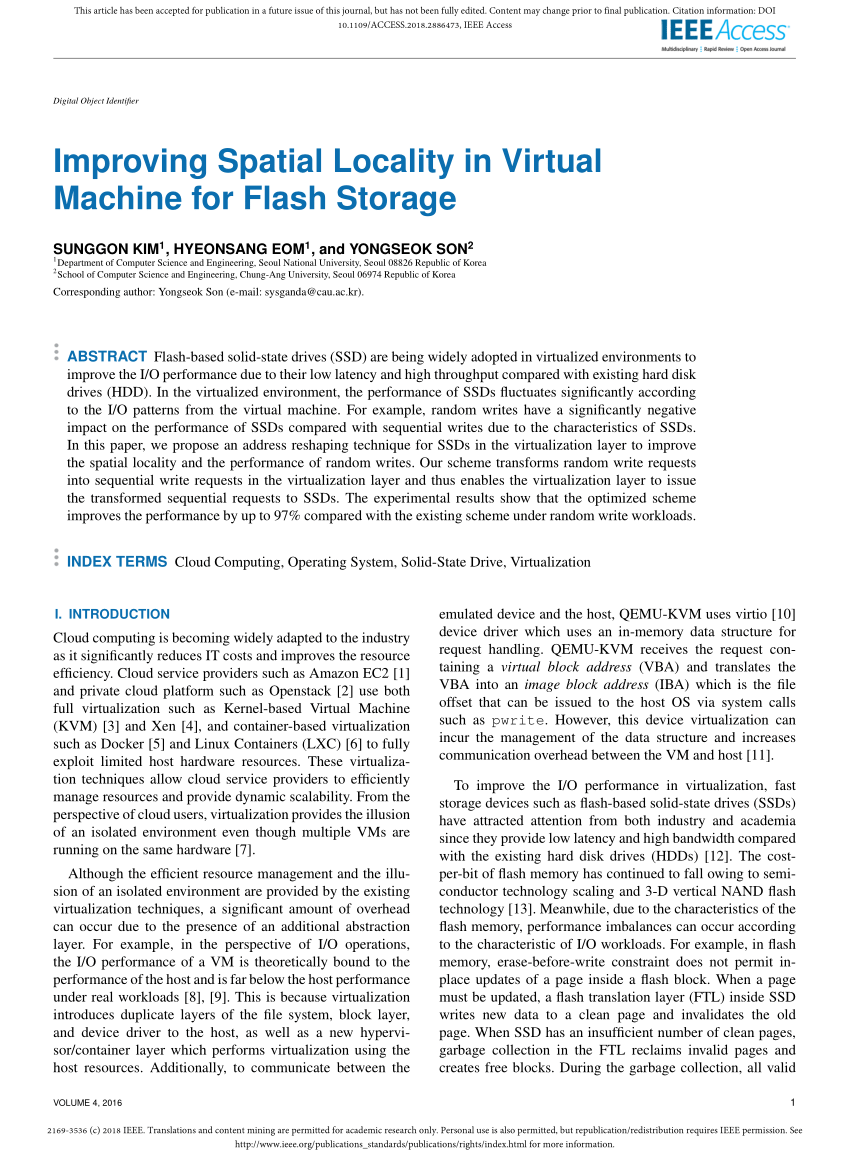 (PDF) Improving Spatial Locality in Virtual Machine for Flash Storage