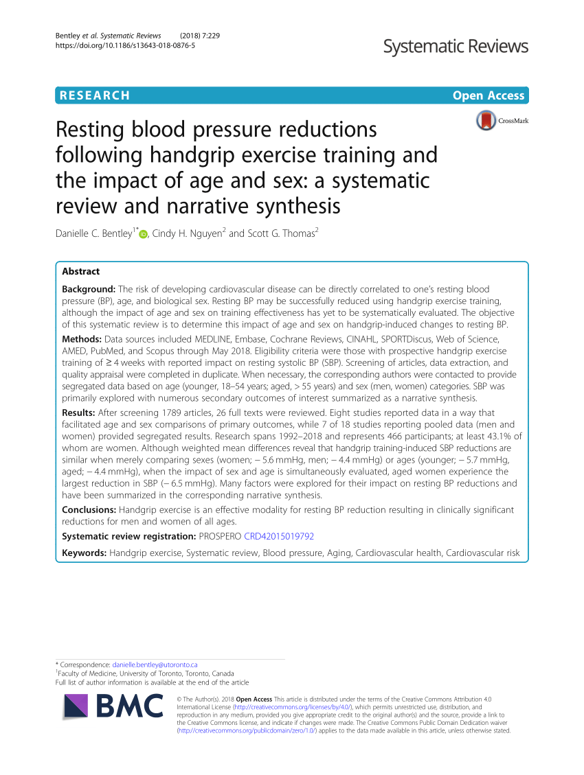 PDF) Resting blood pressure reductions following handgrip exercise