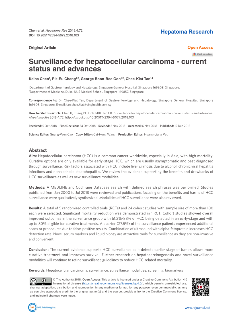 (PDF) Surveillance for hepatocellular carcinoma - current status and 