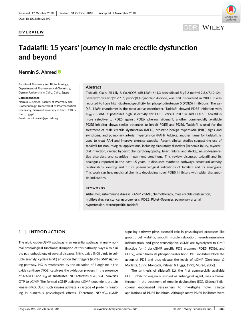 PDF Tadalafil 15 years journey in male erectile dysfunction and