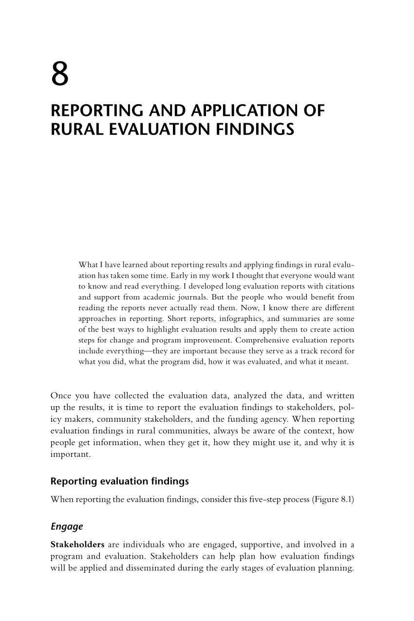 (PDF) Reporting and application of rural evaluation findings