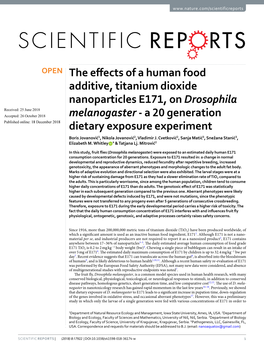 Food additive E171: findings of exposure to titanium dioxide nanoparticles
