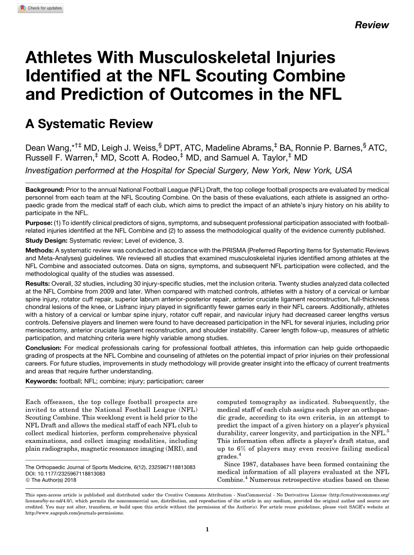 National Scouting Combine Scores as Performance Predictors in the