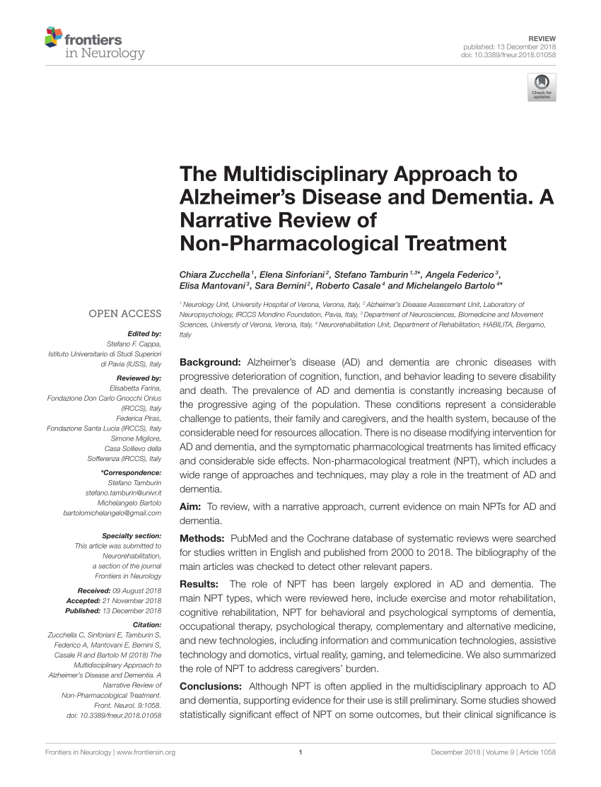 PDF) The Multidisciplinary Approach to Alzheimer's Disease and ...