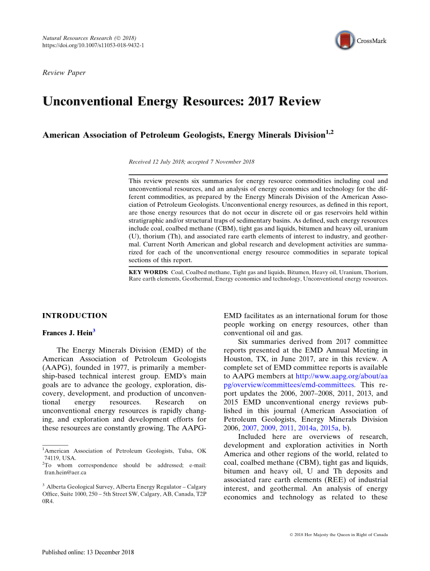 research paper on unconventional resources