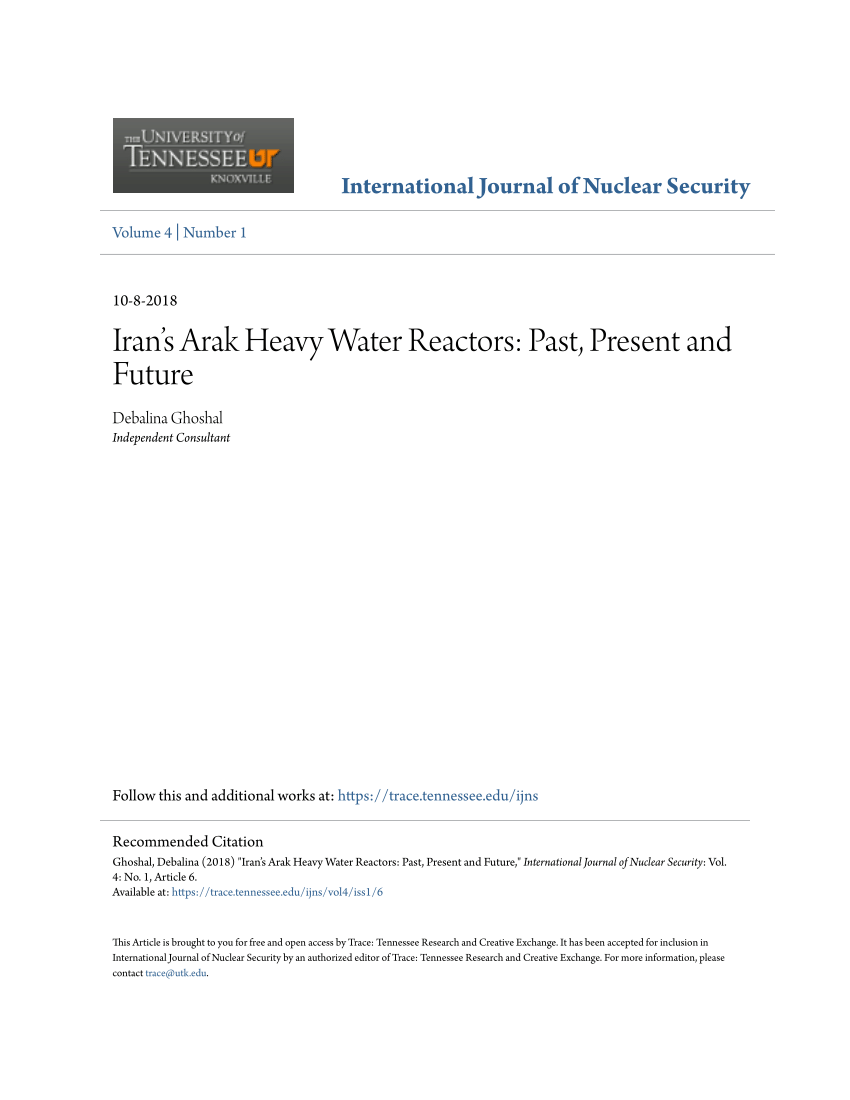 PDF Iran s Arak Heavy Water Reactors Past Present and Future