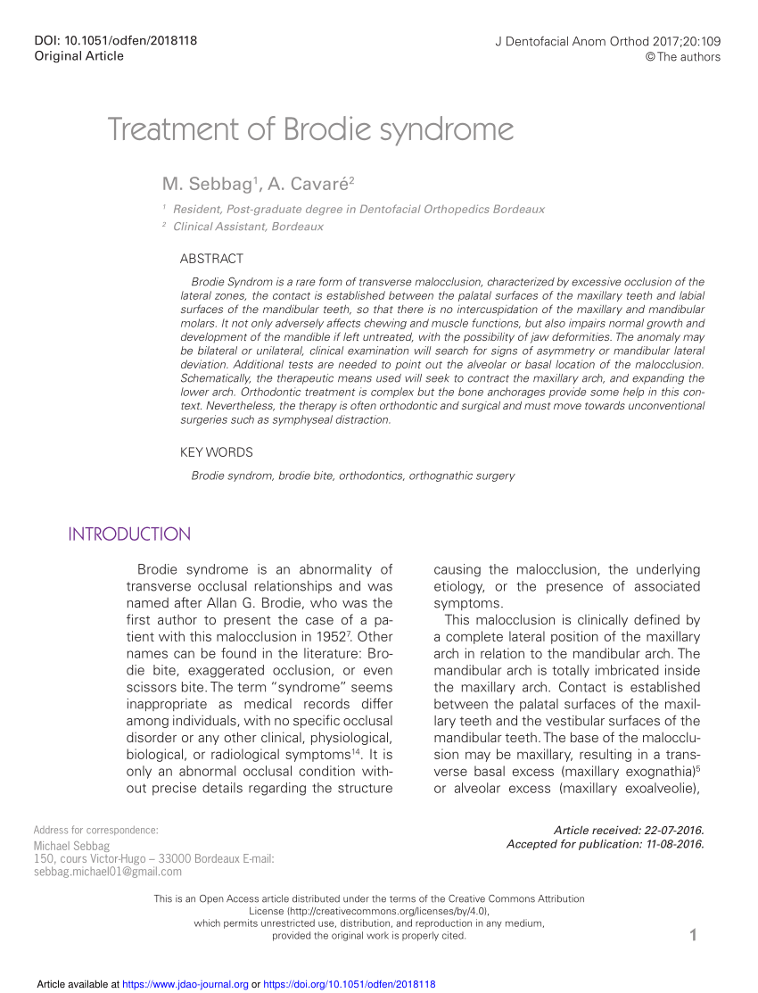 PDF Treatment of Brodie syndrome