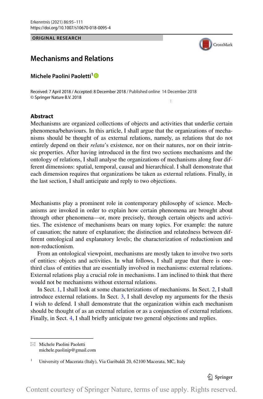 Mechanisms and Relations