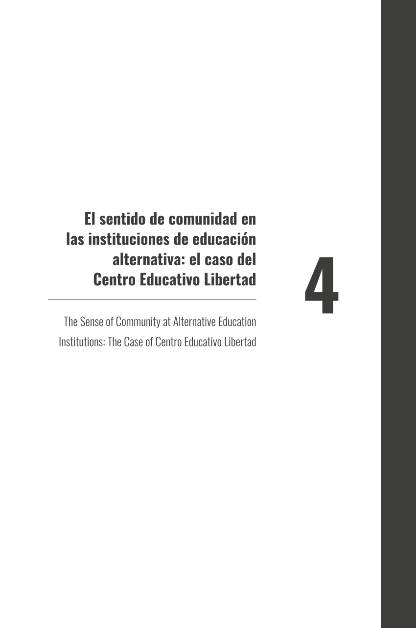 Pdf El Sentido De Comunidad En Las Instituciones De Educacion Alternativa El Caso Del Centro Educativo Libertad