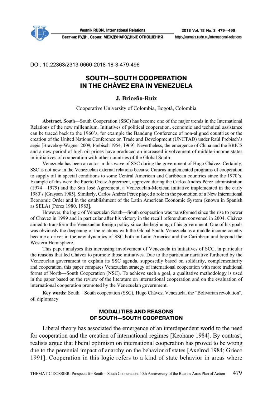 Pdf South South Cooperation In The Chavez Era In Venezuela