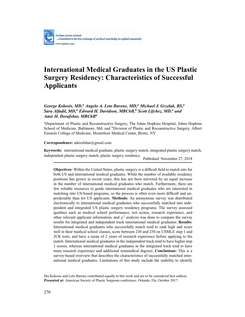 Charting Outcomes In The Match International Medical Graduates 2017