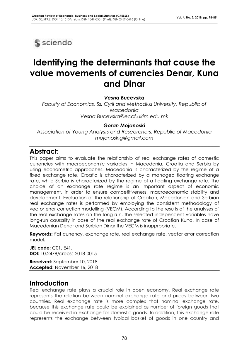 Pdf Identifying The Determinants That Cause The Value Movements Of - 