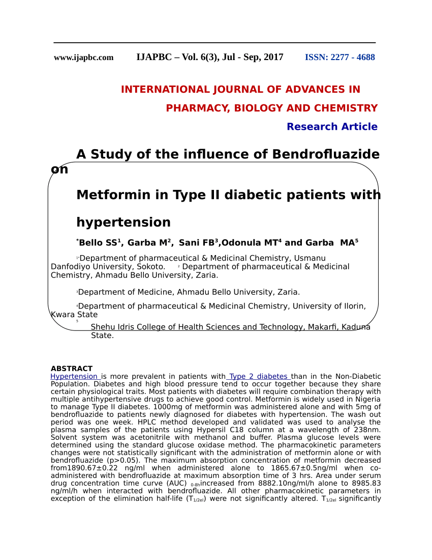 bendroflumethiazide in diabetes
