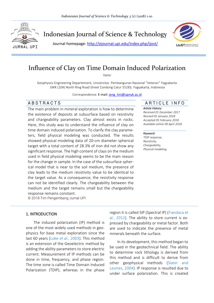 PDF) Influence of Clay on Time Domain Induced Polarization
