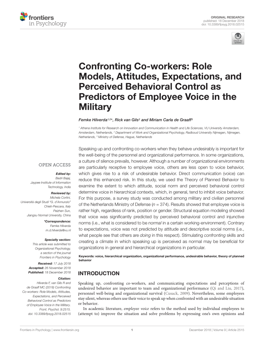 PDF) Confronting Co-workers: Role Models, Attitudes, Expectations ...
