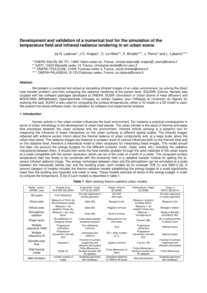 Pdf Development And Validation Of A Numerical Tool For The