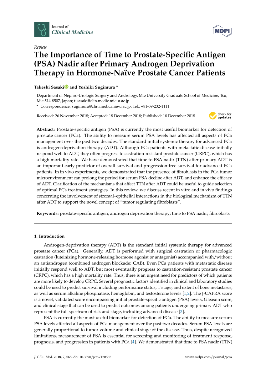 Pdf The Importance Of Time To Prostate Specific Antigen Psa Nadir After Primary Androgen 8697
